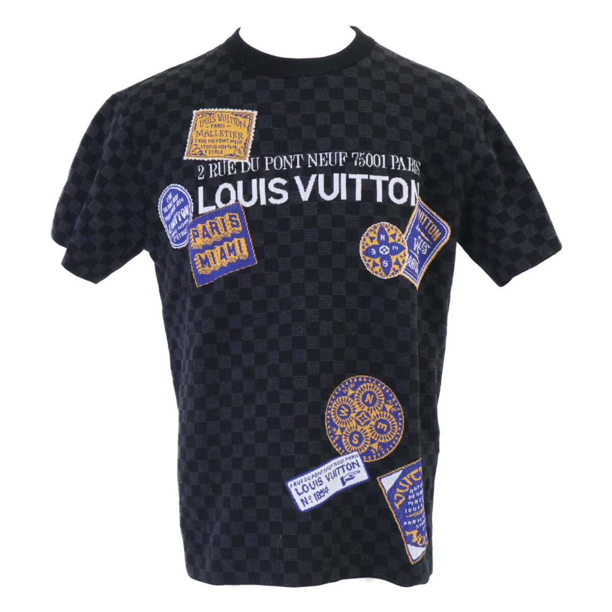 ルイヴィトン 【新品同様/国内正規/25SS】RM252MM UQH HTN10W ダミエ シグネチャー クルーネック 半袖ニットセーター S