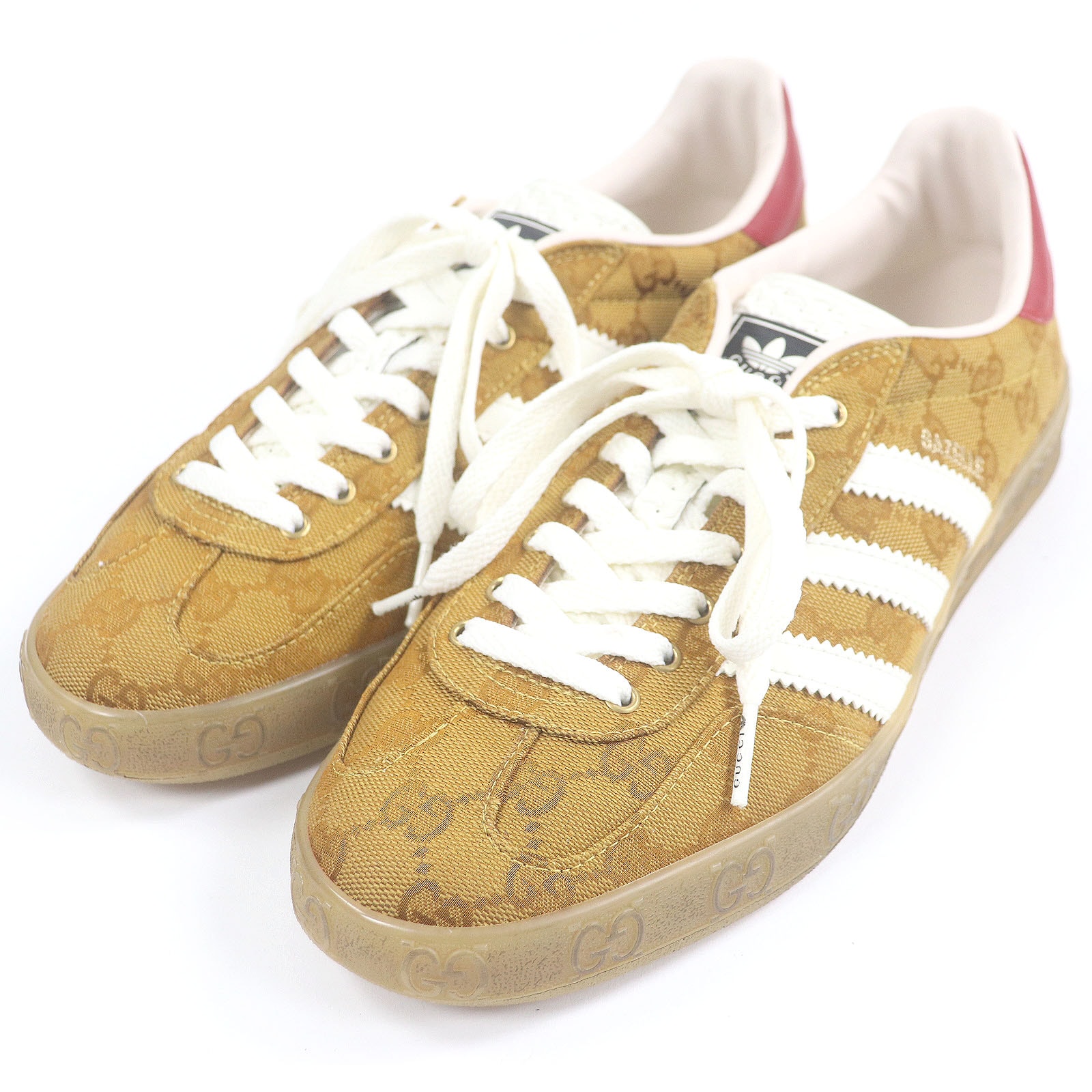 未使用品 グッチ×アディダス
ローカットスニーカー GAZELLE ブラウン メンズ 26 646652