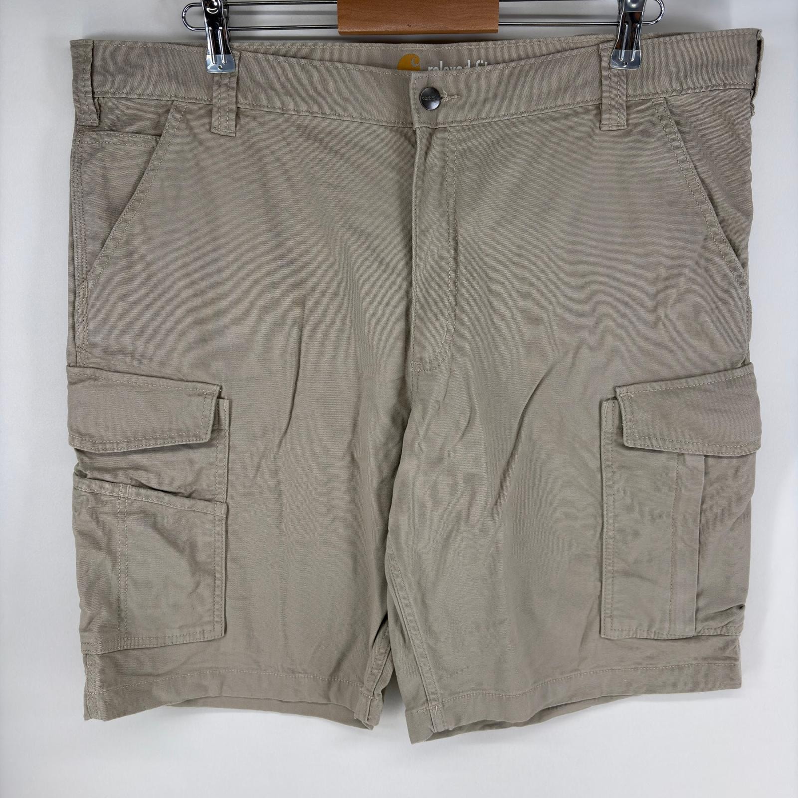 古着 カーハート Carhartt ダック パンツ カーゴ ワンポイントロゴ ジップフライ ショーツ ハーフパンツ w40  グレー系 メンズ