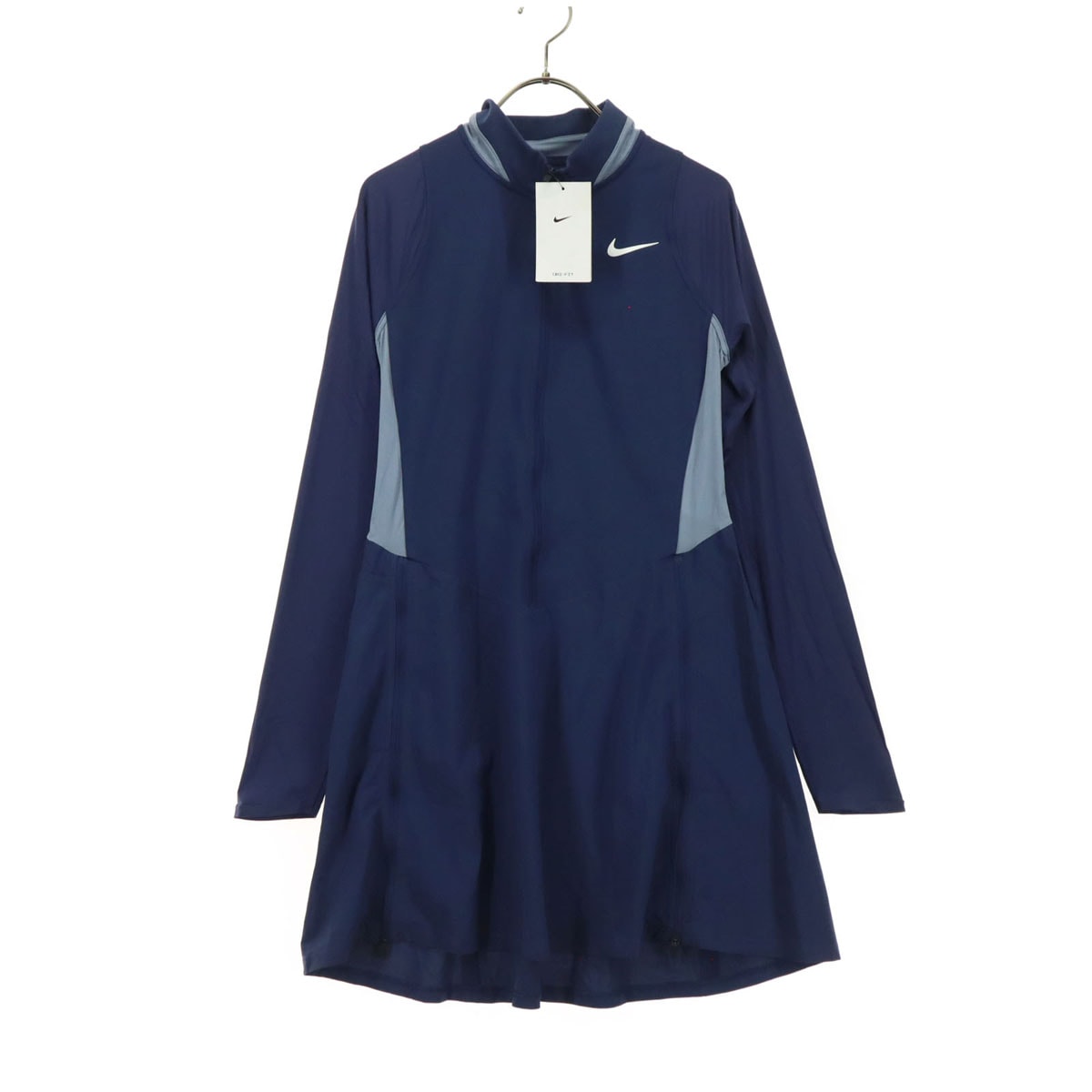 NIKE ナイキ スウッシュ 長袖 膝丈ワンピース L ネイビー