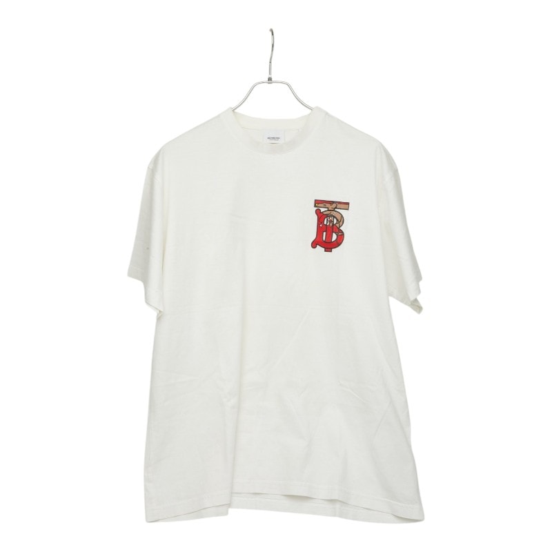 バーバリー TBモノグラム ロゴ Tシャツ サイズM ホワイト レッド コットン メンズ BURBERRY 中古
