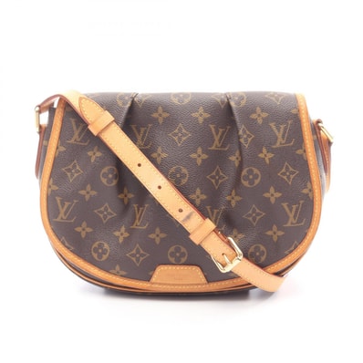 ルイ・ヴィトン LOUIS VUITTON メニルモンタンPM ショルダーバッグ バッグ PVCコーティングキャンバス レザー モノグラム レディース ブラウン系 M40474 【中古】