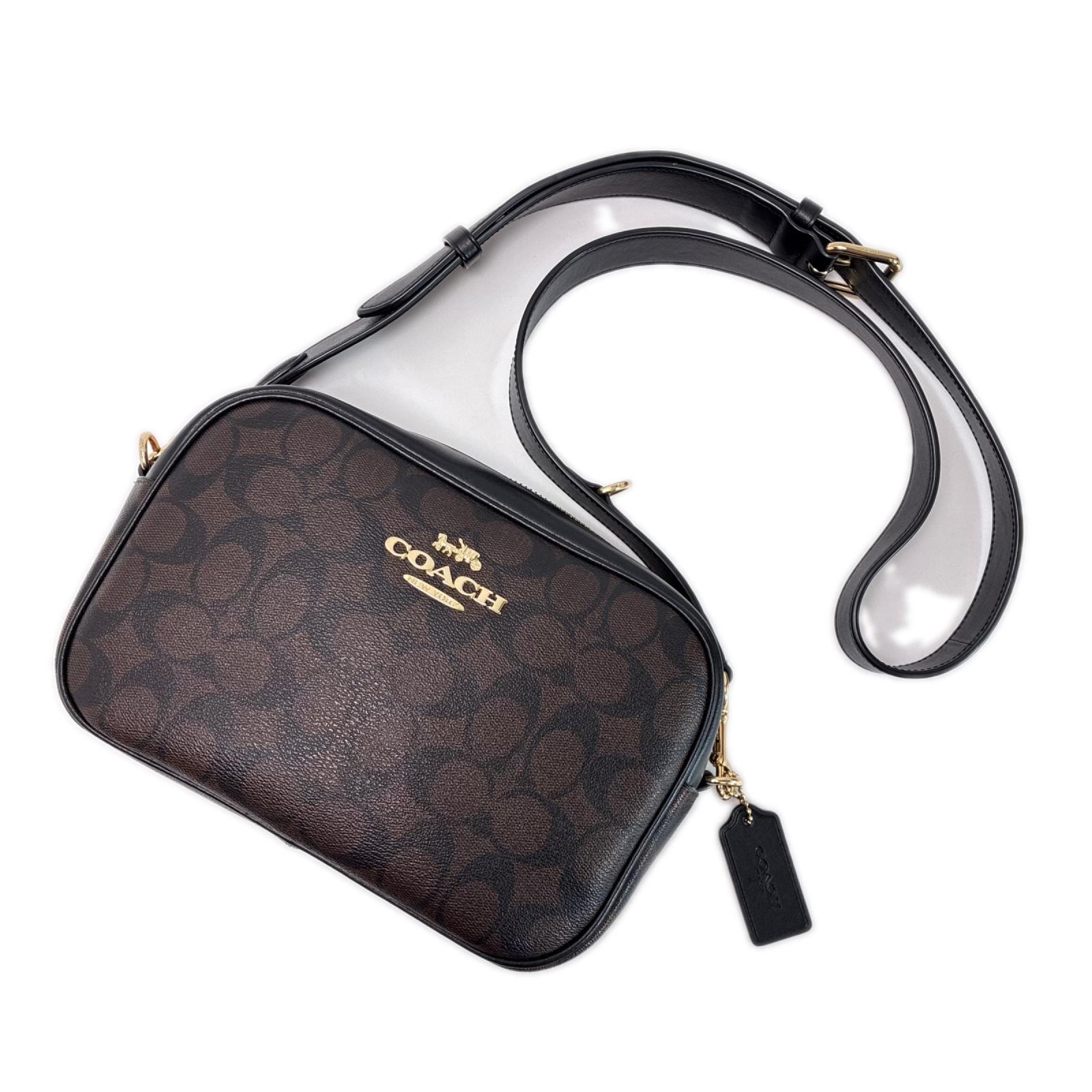 COACH コーチ ショルダーバッグ CA547 ブラック×ダークブラウン レディース ストラップ