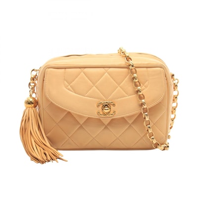 シャネル CHANEL マトラッセ タッセル ショルダーバッグ バッグ ラムスキン(羊革) レディース ベージュ系 【中古】