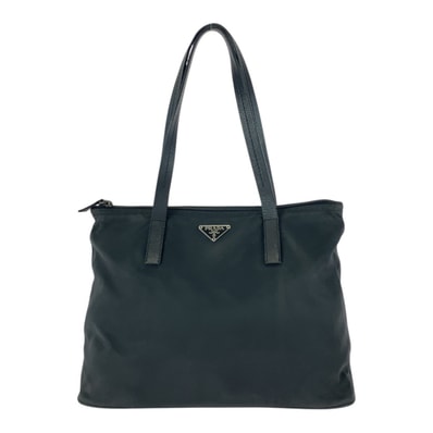 美品 PRADA プラダ テスート 三角ロゴプレート ブラック 黒 シルバー金具 ナイロン レザー/ トートバッグ ショルダーバッグ 506747 【中古】