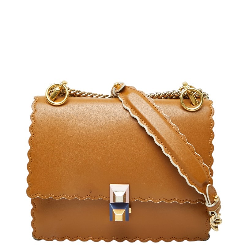 フェンディ キャナイ ミニ チェーン ショルダーバッグ 8M0381 ブラウン レザー レディース FENDI 【中古】