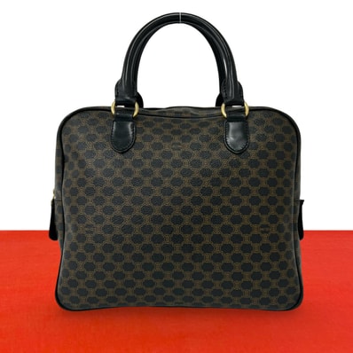 CELINE セリーヌ マカダム ブラゾン 柄 レザー PVC ハンドバッグ ブラウン
477-6