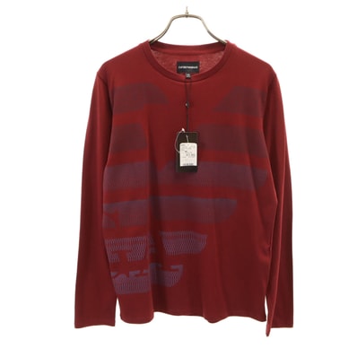 未使用 Emporio Armani エンポリオアルマーニ ブルガリア製 長袖 Tシャツ 14A ワインレッド ロンT