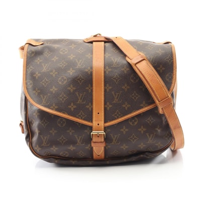 ルイ・ヴィトン LOUIS VUITTON ソミュール35 モノグラム ショルダーバッグ バッグ PVCコーティングキャンバス レザー レディース ブラウン系 M42254 【中古】