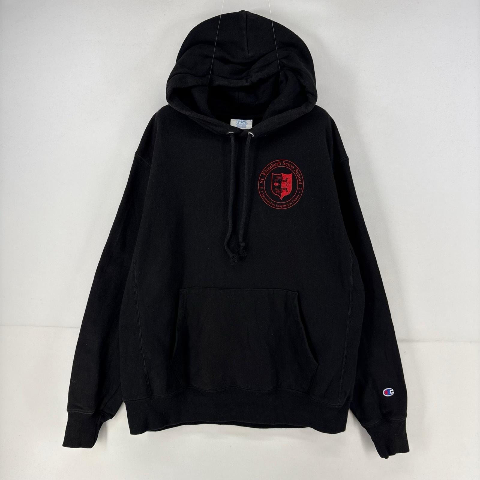 古着 チャンピオン Champion パーカー スウェット リバースウィーブ プルオーバー バックプリント L ブラック メンズ