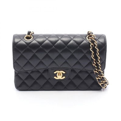 シャネル CHANEL マトラッセ Wフラップ ショルダーバッグ バッグ カーフ(牛革) レディース ブラック系 【中古】