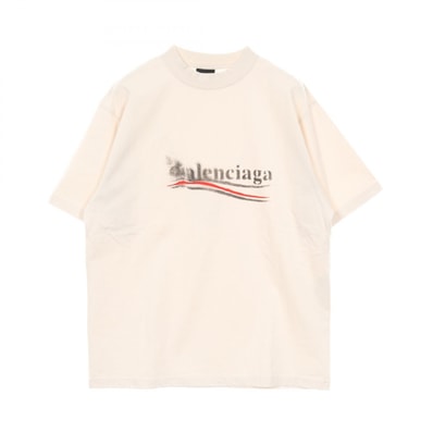 バレンシアガ BALENCIAGA Political Stencil カットソー 衣料品 トップス コットン メンズ レディース ホワイト系 764235 【中古】