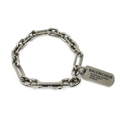 BALENCIAGA バレンシアガ ブラス TGAS カラビナ ドッグタグ ブレスレット 792886TZ99I0911 L 23cm メンズ【中古】