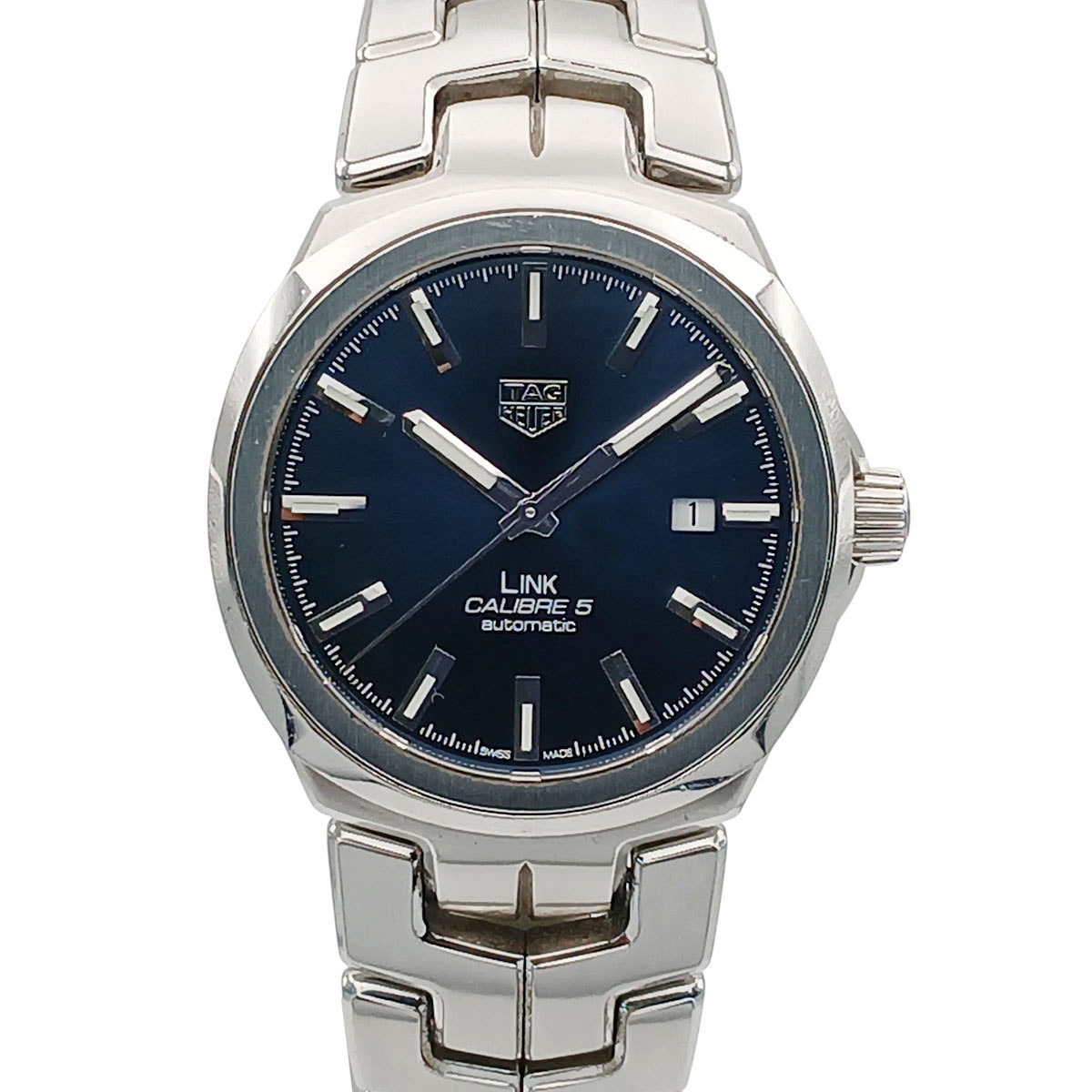 【値下げ】 TAG HEUER タグホイヤー リンク キャリバー 5 腕時計 WBC2112 ステンレススチール シルバー ネイビー  メンズ【中古】