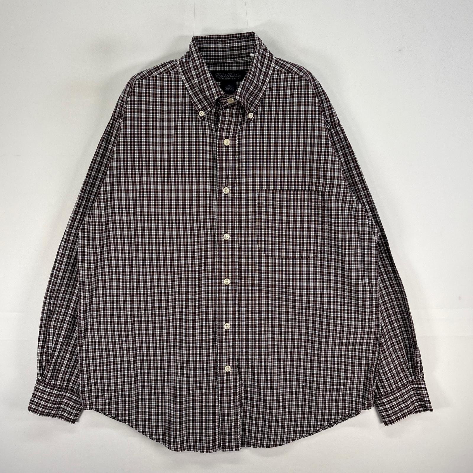 古着 ブルックスブラザーズ Brooks Brothers 長袖シャツ チェック 胸ポケ ボタンダウン M レッド系 マルチカラー メンズ
