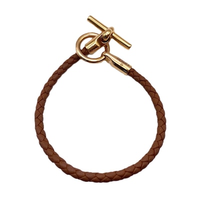HERMES エルメス グレナン ブレスレット ブレスレット H077240 レザー ブラウン ゴールド金具 レディース【中古】