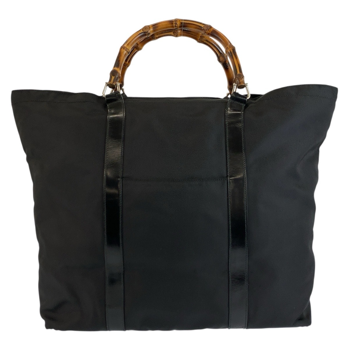 美品 GUCCI グッチ バンブー ブラック 黒 ナイロン トートバッグ ハンドバッグ 604372 【中古】