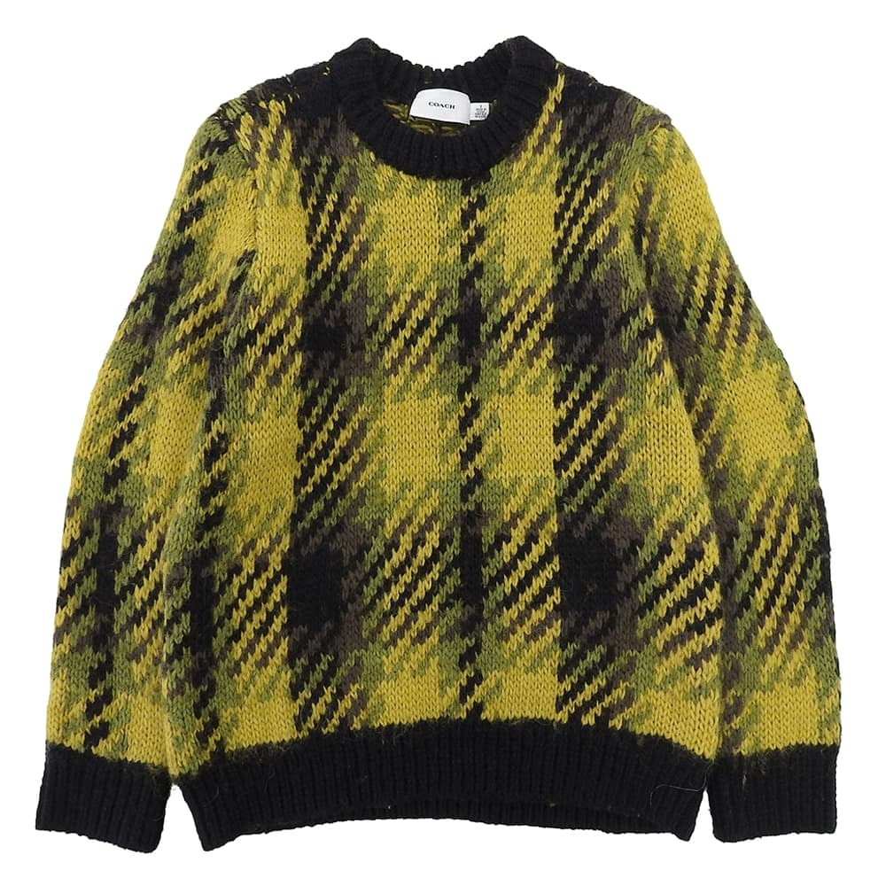 コーチ プラッド セーター トップス レディース グリーン S CF041 S