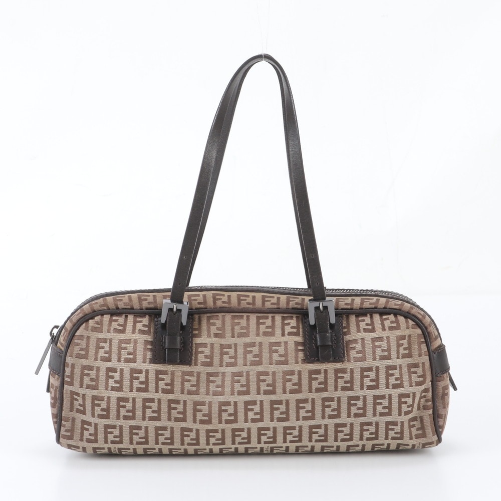 ■極美品 フェンディ ズッキーノショルダーバッグ レザー×キャンバス