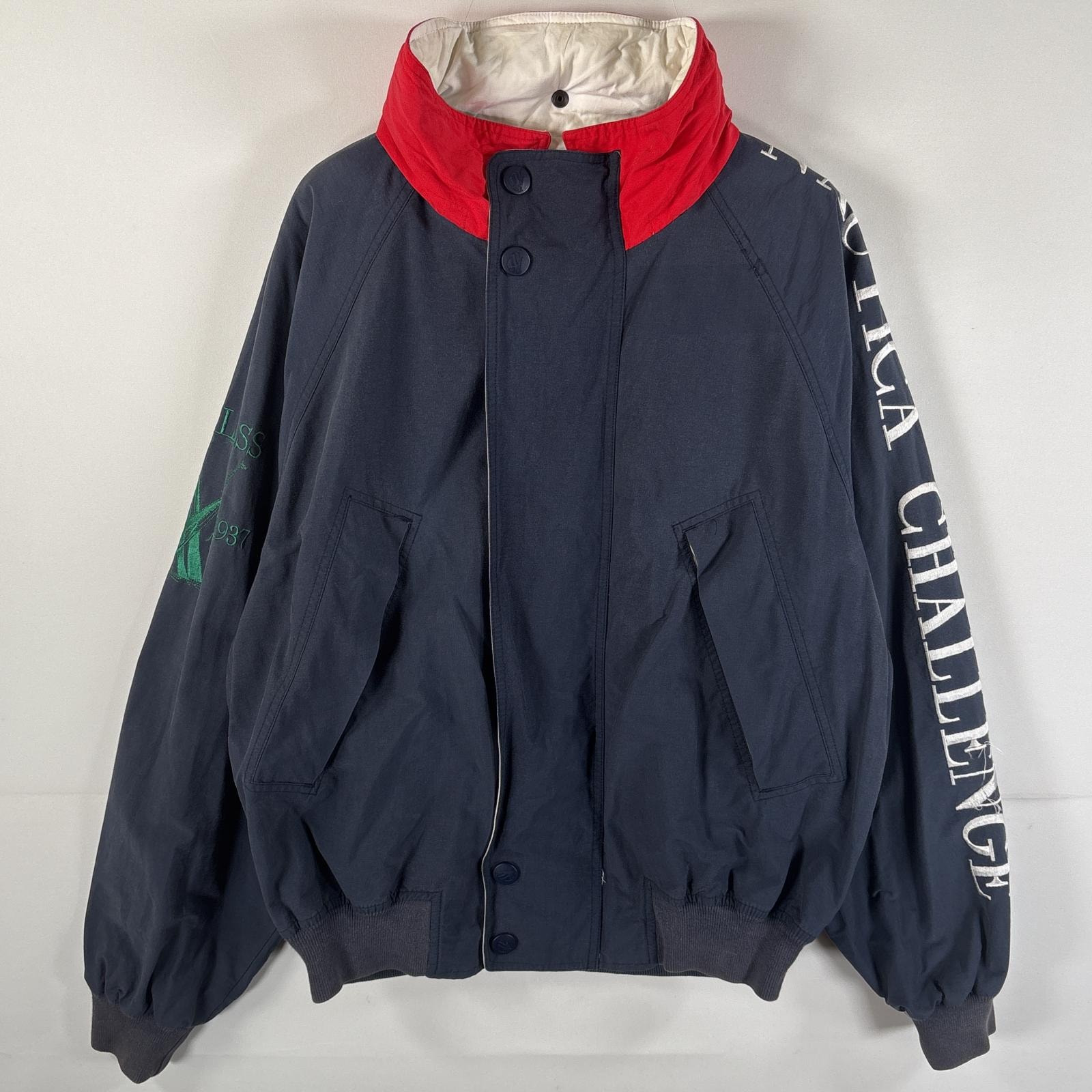 古着 90's/90年代 ノーティカ NAUTICA セーリングジャケット スリーブ刺繍ロゴ フード付き フルジップ M ネイビー メンズ