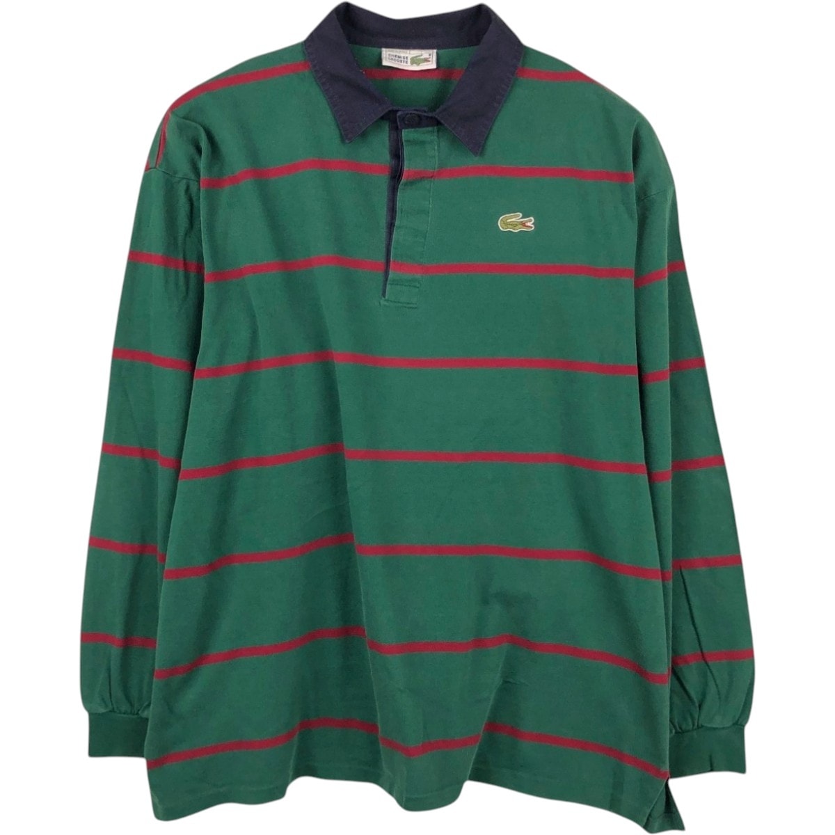 古着 ラコステ LACOSTE CHEMISE フレンチラコステ ボーダー柄 長袖 ラガーシャツ 7 メンズXXL相当/eaa437196
