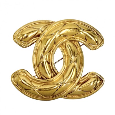 CHANEL シャネル ブローチ マトラッセ ココマーク アクセサリー ヴィンテージ GP ゴールド レディース 約37.2g 美品【中古品】