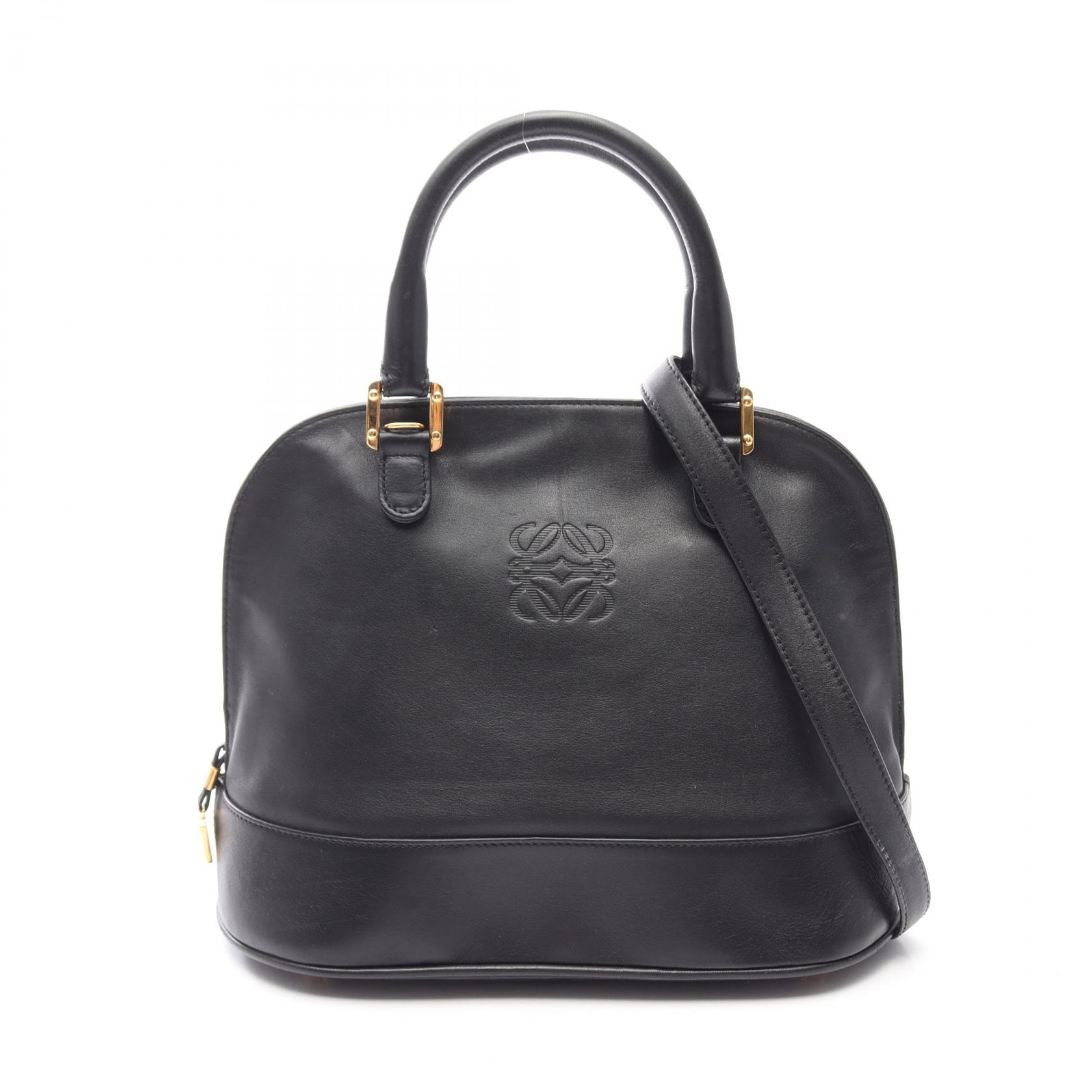 ロエベ LOEWE アナグラム 2WAY ハンドバッグ バッグ レザー レディース ブラック系 【中古】