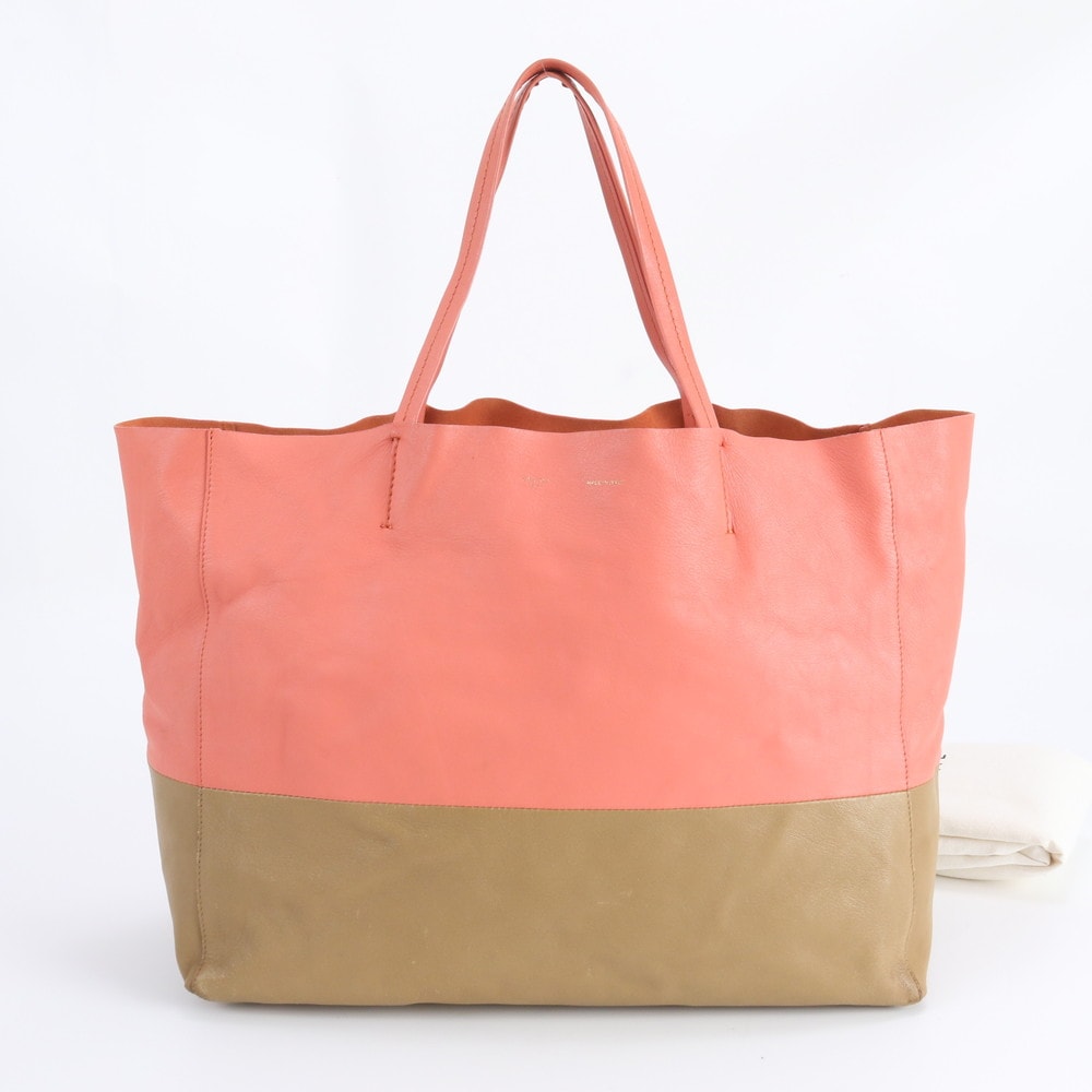 ■美品 セリーヌ ホリゾンタル カバ バイカラートート バッグ レザー