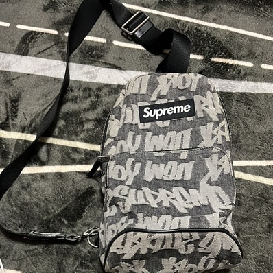 Supreme Fat Tip Jacquard Denim Sling Bag Supreme Fat Tip Jacquard Denim Sling Bag