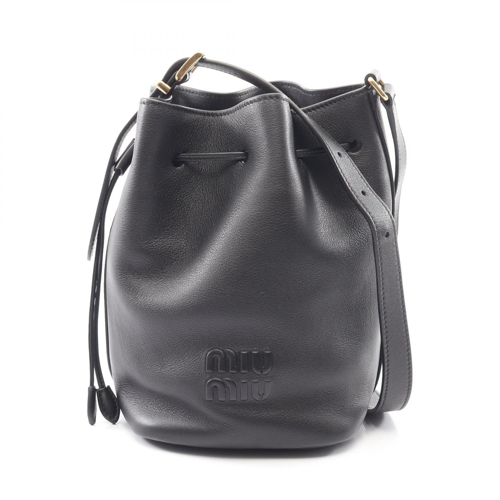 ミュウ ミュウ Miu Miu バケットバッグ ショルダーバッグ バッグ レザー レディース ブラック系 5BE090 【中古】