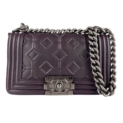 シャネル CHANEL ショルダーバッグ ボーイシャネル レザー ダークパープル レディース【中古】 z9481