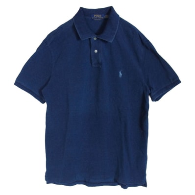 POLO RALPH LAUREN ポロ・ラルフローレン ポロシャツ CUSTOM FIT インディゴ メッシュ 半袖 ポロシャツ ブルー系 L【中古】