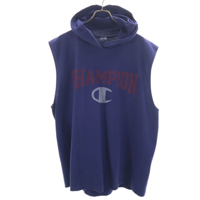 Champion チャンピオン 90s USA製 オールド ノースリーブ パーカー XL ネイビー