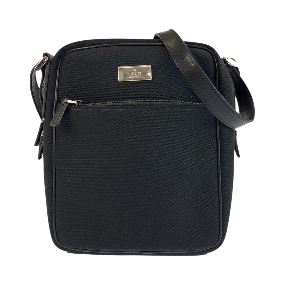 GUCCI グッチ ブラック 黒 シルバー金具 ナイロン ショルダーバッグ ポシェット 男女兼用 600695 【中古】