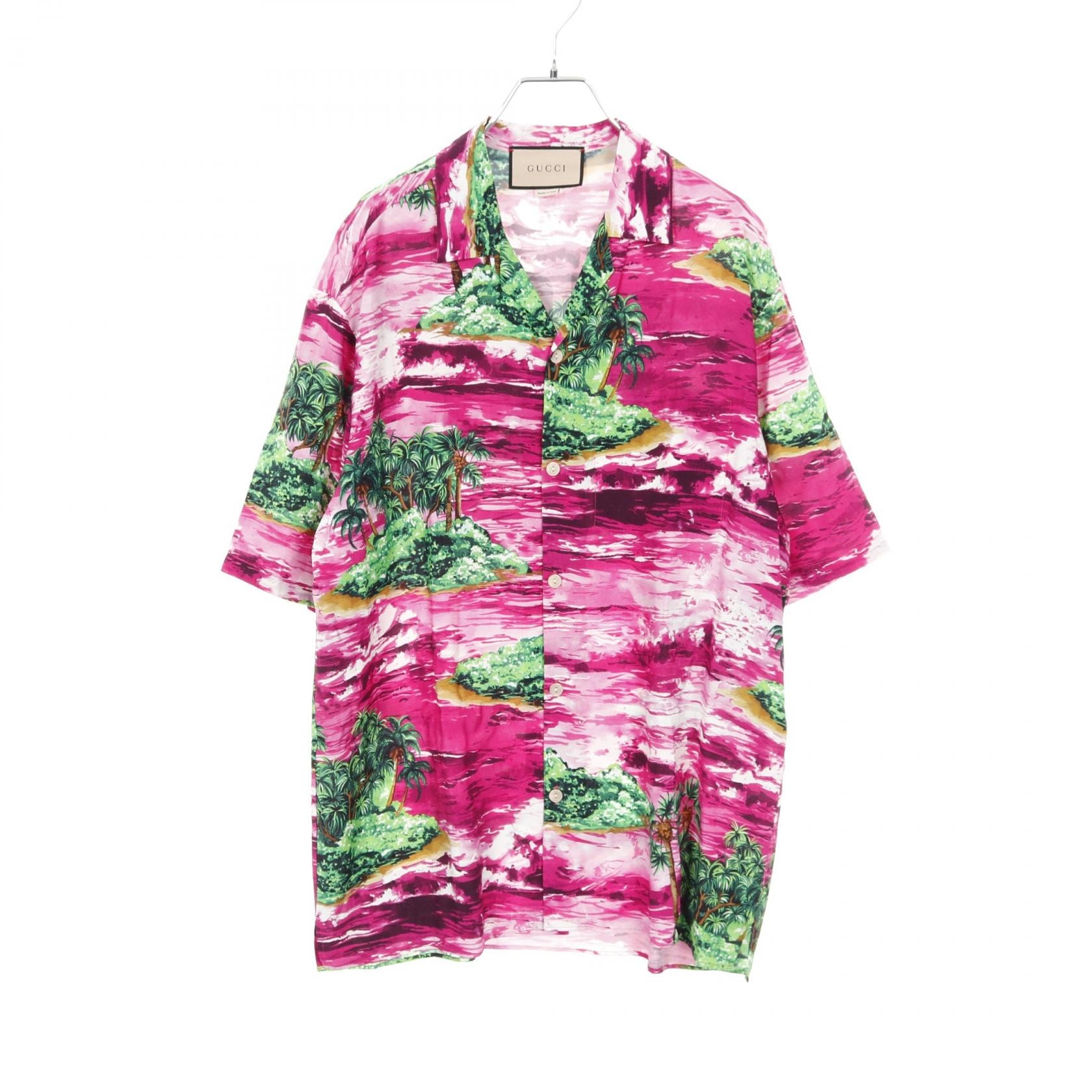 グッチ GUCCI Love Parade アロハ 衣料品 トップス レーヨン メンズ ピンク系 / マルチカラー 694124 【中古】