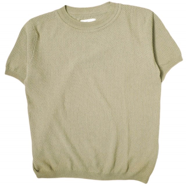 ALLEGE アレッジ 日本製 S/S COTTON KNIT ショートスリーブコットンニット AL15S-KN09 1 ベージュ セーター 半袖 クルーネック プルオーバー スタンダード トップス g16615