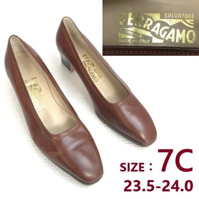 イタリア製★フェラガモ/Salvatore Ferragamo★レザー/パンプス【size:7/23.5-24.0/茶/brown】靴/shoes/pumps/high heels◆bQ-594