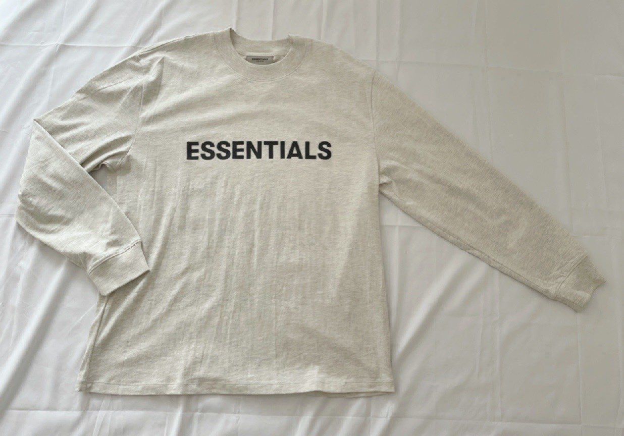 FEAR OF GOD ESSENTIALS 3D Silicon Applique Boxy Long Sleeve T-Shirt "Oatmeal"