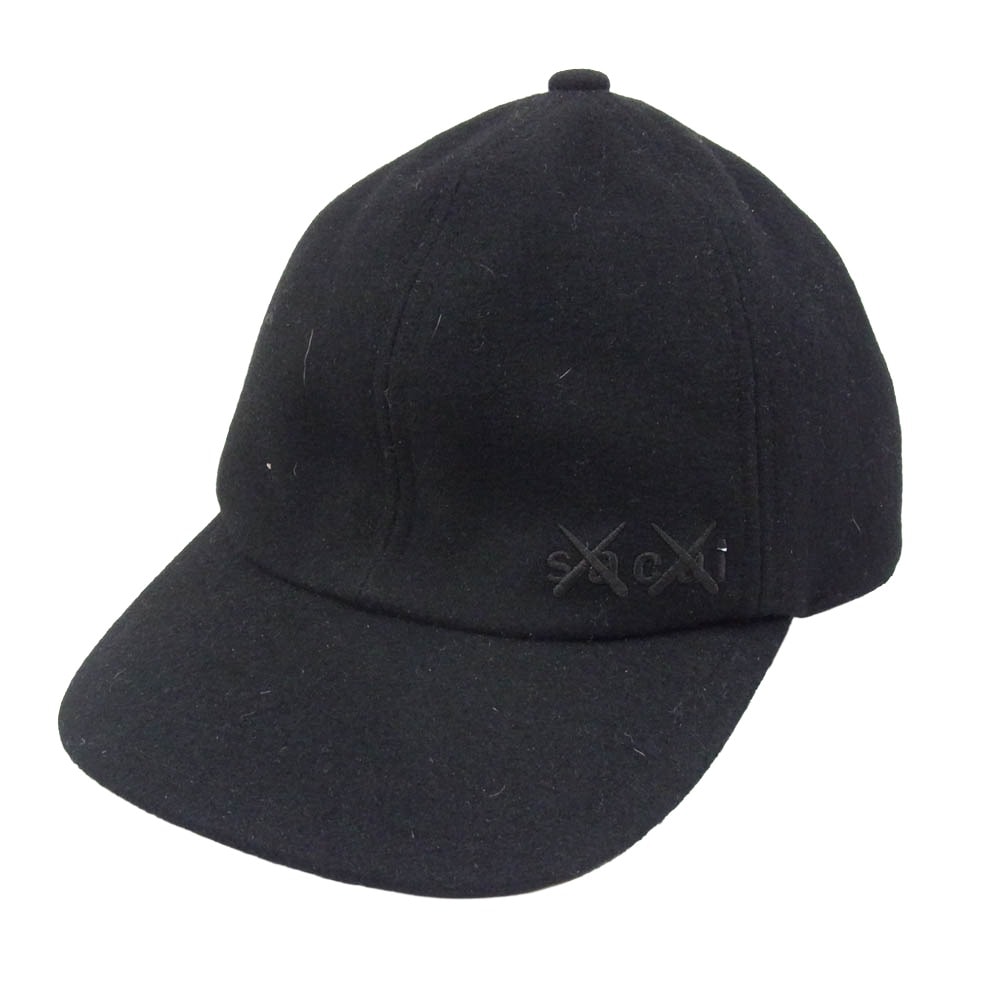 Sacai サカイ キャップ 21-0289S x KAWS MELTON CAP カウズ メルトン キャップ ブラック系 1【中古】
