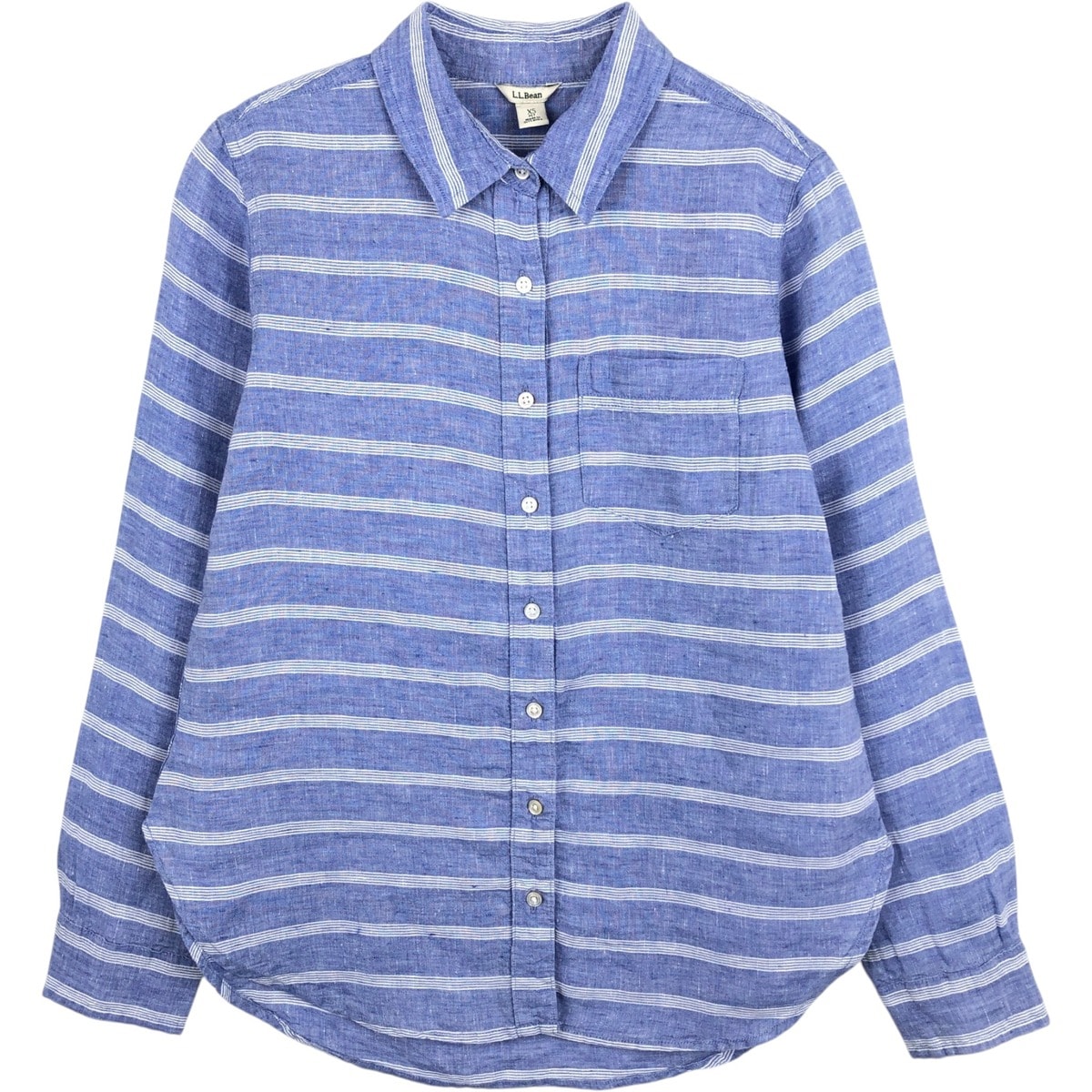 古着 エルエルビーン L.L.Bean ボーダー柄 長袖 リネンシャツ レディースXS相当/eaa650436