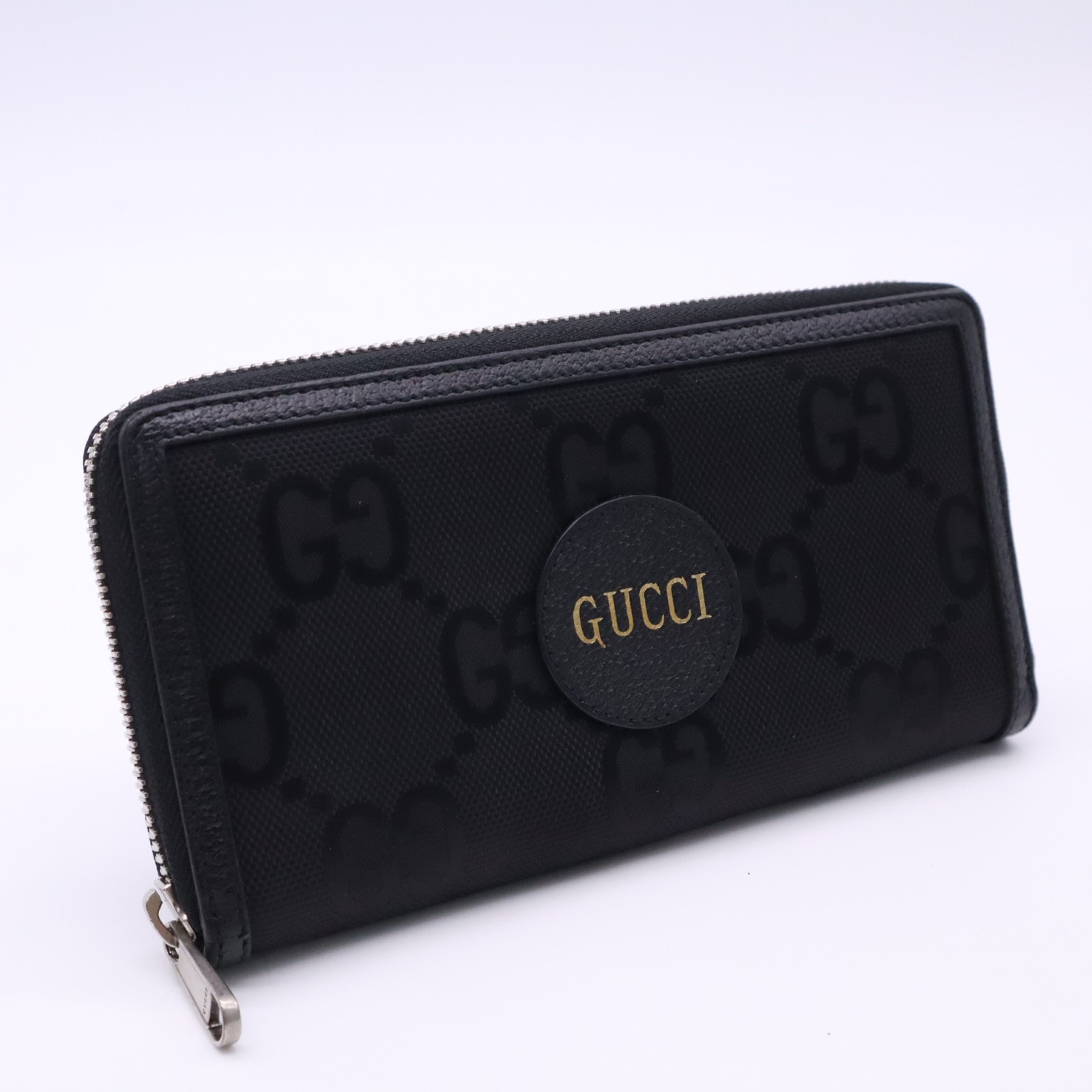 美品 GUCCI グッチ GGナイロン オフ ザ グリッド ジップアラウンドウォレット 625576 長財布 ブラック ゴールド キャンバス レザー メンズ