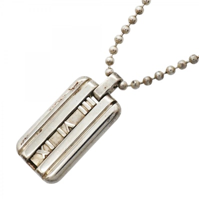 ★SALE【6jfb0343-k】ティファニー ネックレス アトラス プレート/ボールチェーン シルバー925【中古】レディース
