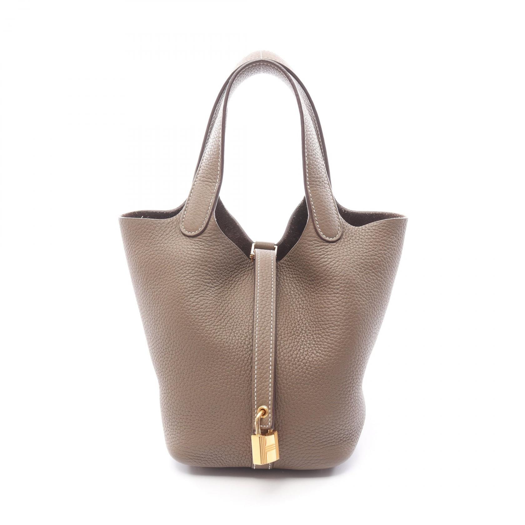 エルメス HERMES ピコタンロックPM ハンドバッグ バッグ レザー トリヨンクレマンス エトゥープ Y刻印(2020年製造) レディース グレー系 056289CC 【中古】