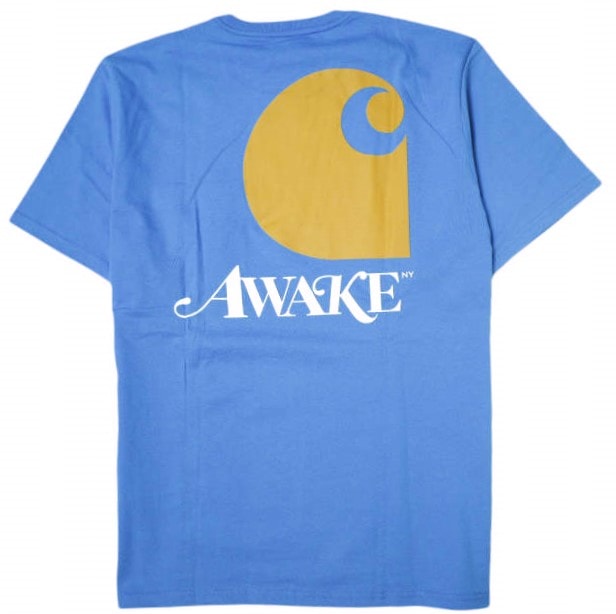 AWAKE NY x carhartt WIP アウェイク ニューヨーク カーハート ワークインプログレス 別注 S/S TEE バックプリントポケットTシャツ XL BLUE 半袖 トップス bt1061