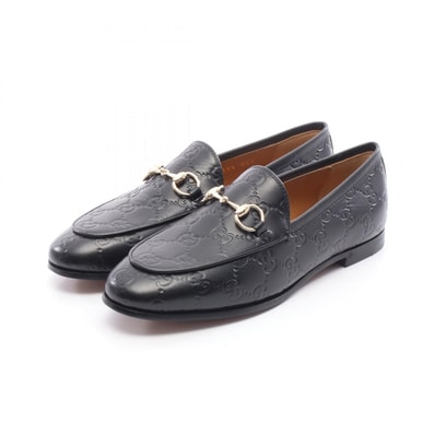 グッチ GUCCI ホースビット グッチシマ ローファー 靴 レザー レディース ブラック系 【中古】