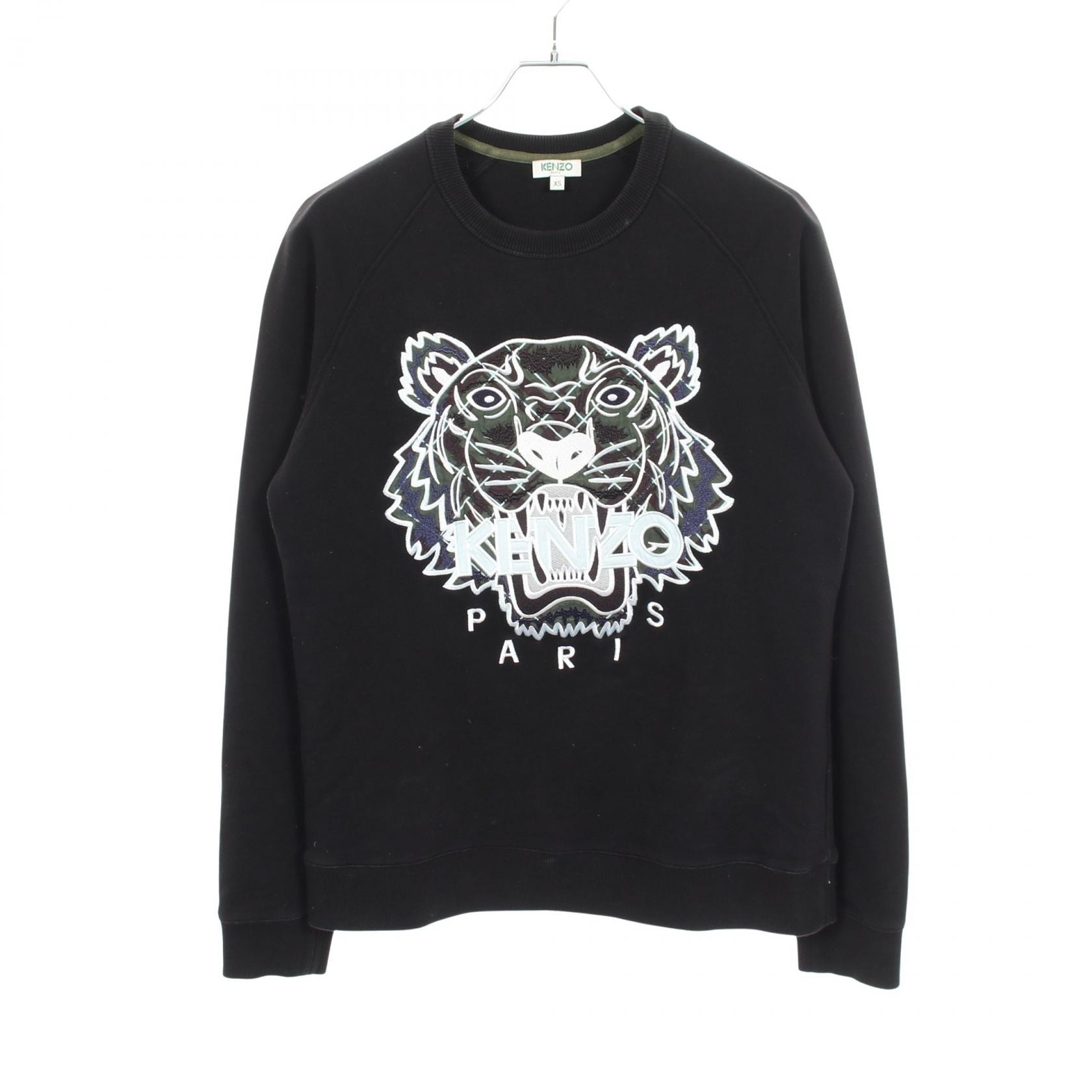ケンゾー KENZO タイガー ロゴ 刺繍 スウェット 衣料品 トップス コットン メンズ ブラック系 【中古】