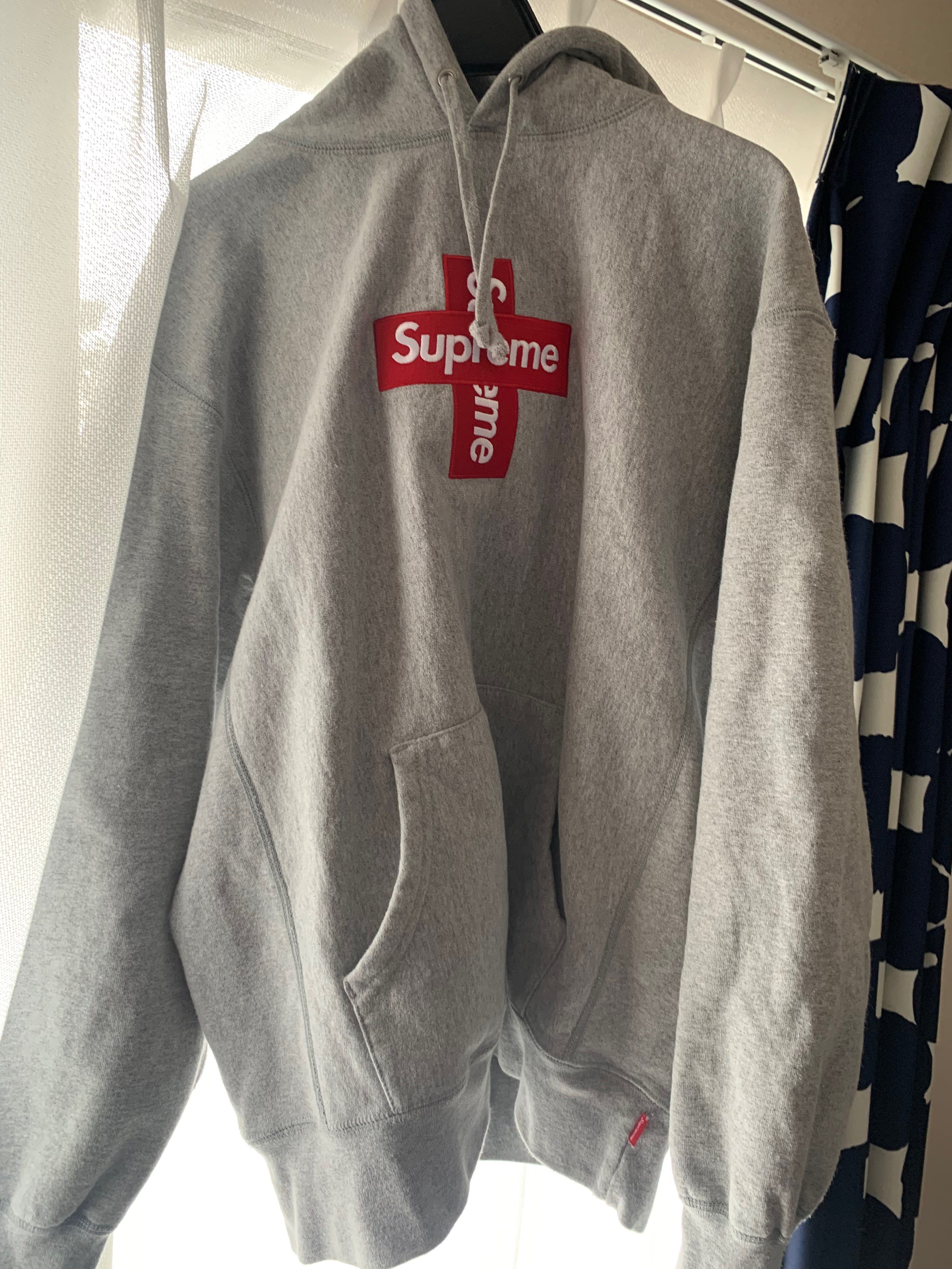 Supreme Cross Box Logo Hooded Sweatshirt "Grey"