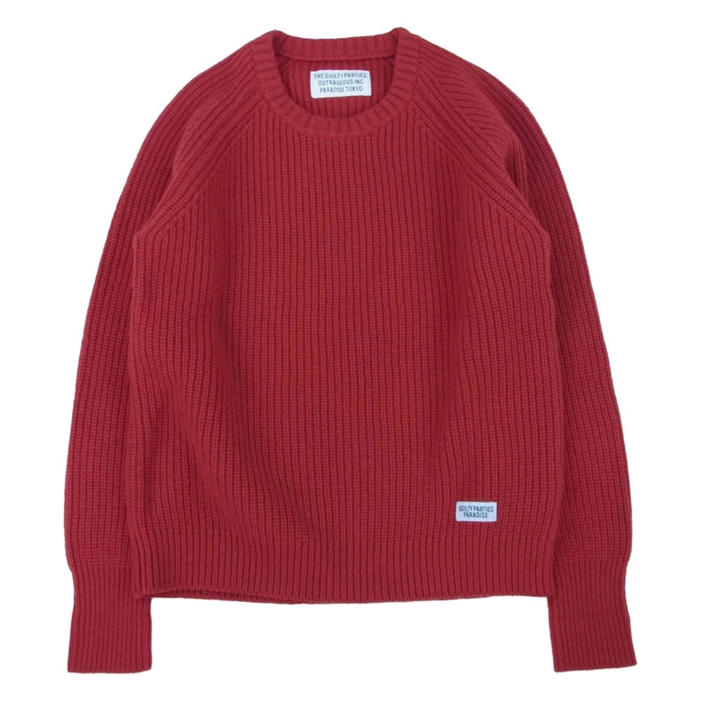 WACKO MARIA ワコマリア ニット 16FW-WMK-KN08 クルーネック ウール ニット セーター レッド系 S【中古】