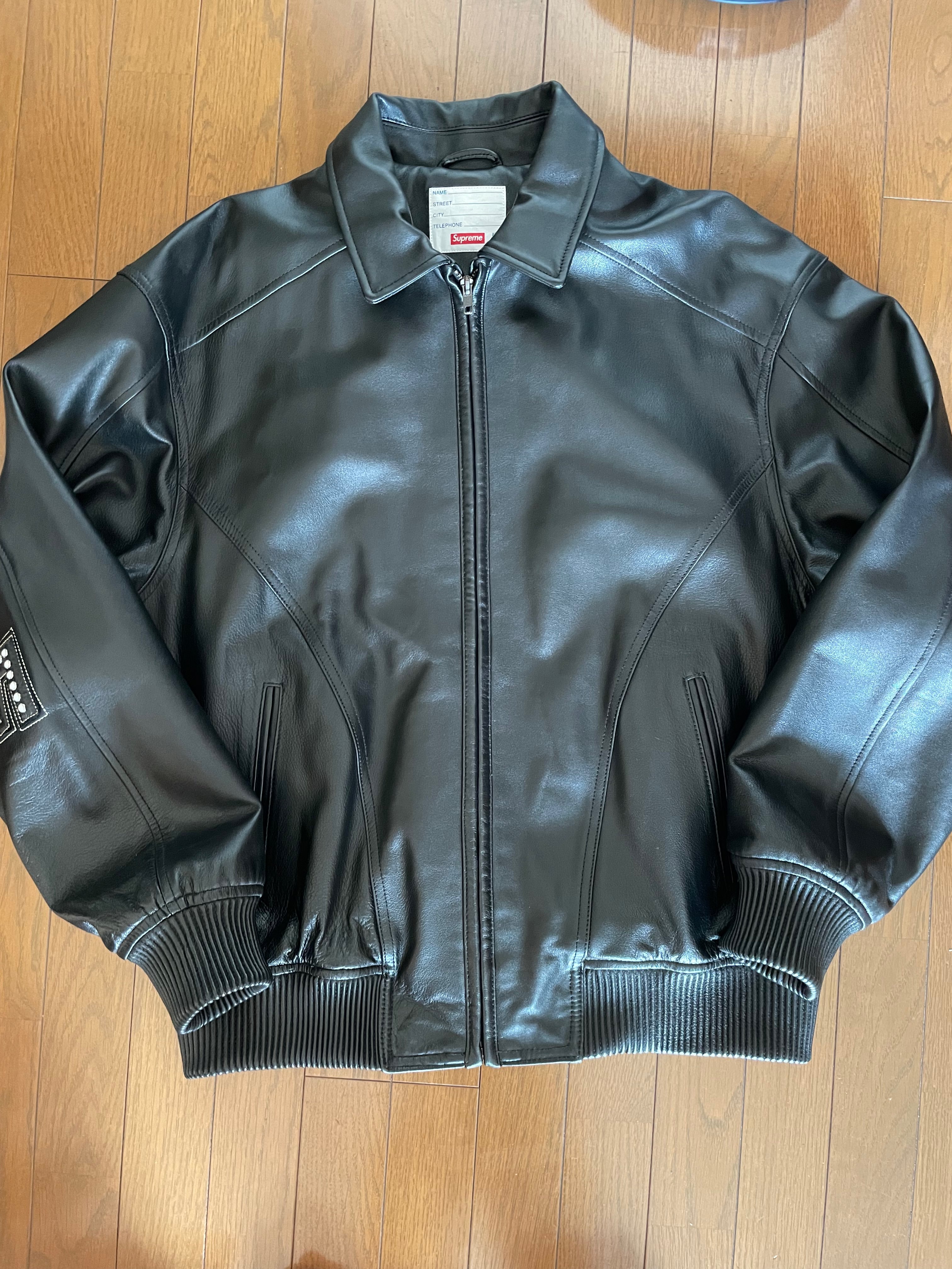 Supreme Studded Arc Logo Leather Jacket "Black"