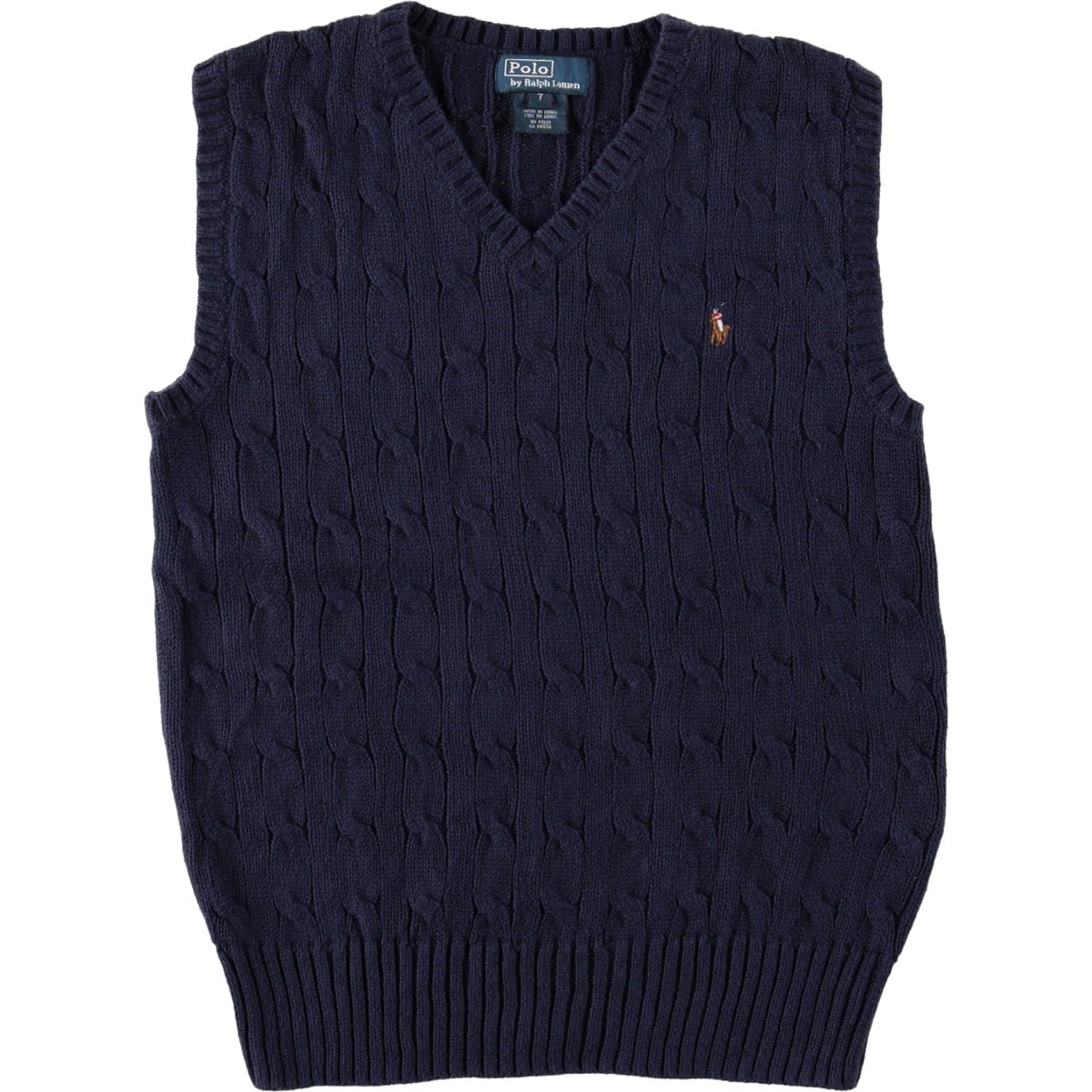 古着 ラルフローレン Ralph Lauren POLO by Ralph Lauren ケーブル編み Vネック コットンニットベスト レディースXS相当/eaa670442